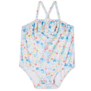 🍓3/$10 George Pink and Blue One Piece Swimsuit with Floral Design